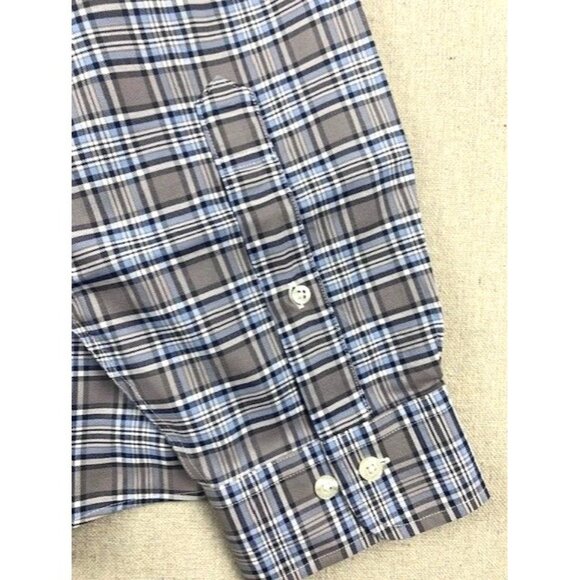 Brooks Brothers XXL Non-Iron Plaid Supima Cotton Long-Sleeve Shirt Gray / Blue - Picture 7 of 10